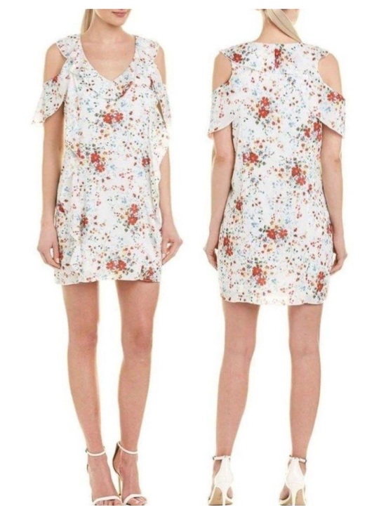 Parker Dresses & Skirts - NWT Parker Cold Shoulder Spring Ditzy White Floral Ruffle Mini Dress Size Medium